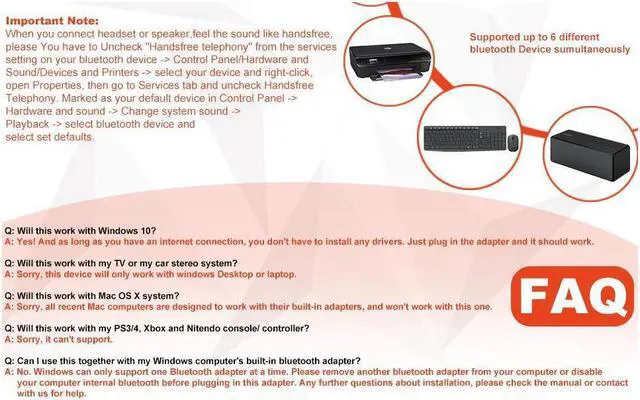 Alt view image 7 of 7 - Bluetooth 4.0 Adapter, CORN Wireless Bluetooth CSR 4.0 Dongle Adapter Compatible with Windows 10,8.1/8,7,Vista, XP, 32/64 Bit and Classic Bluetooth, Stereo Headset Compatible