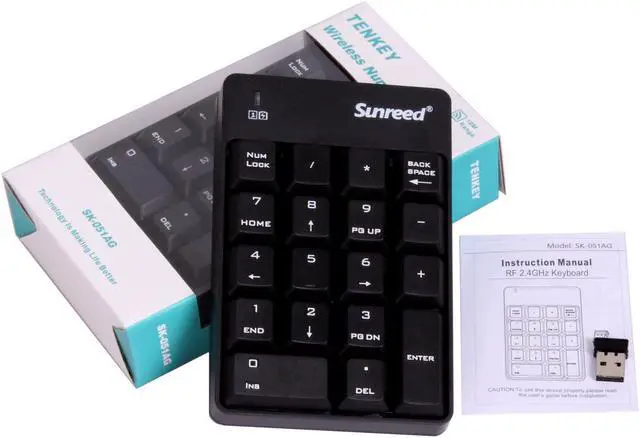 Alt view image 7 of 7 - Numeric Keypad, Sunreed Full-size 18 Keys Wireless Mini USB Number Pad Keyboard with 2.4G Numeric USB Receiver for Laptop Desktop PC Notebook