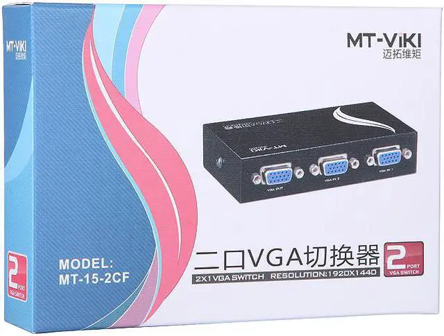 Alt view image 5 of 5 - MT-VIKI MT-15-2CF 2-Port manual VGA Switch Box Switcher VGA Selector 2 in 1 For Computer LCD Displays Up to 1920X1440