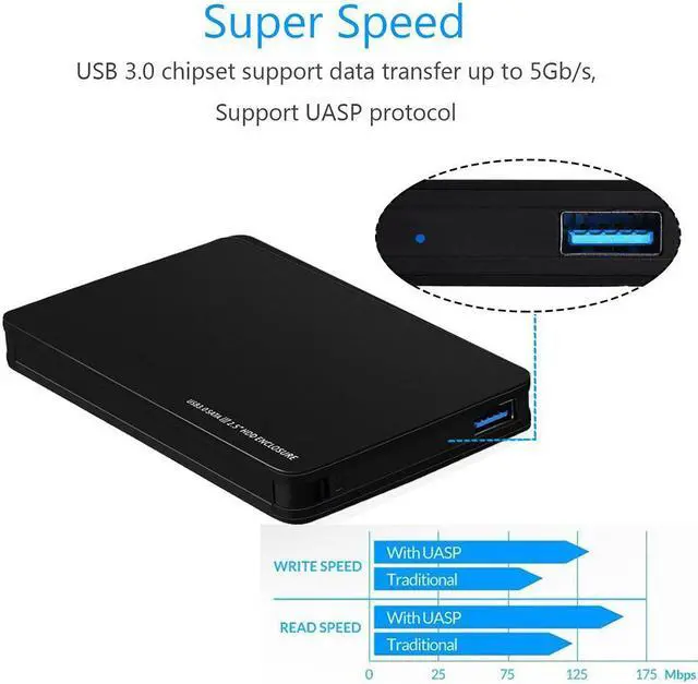Alt view image 3 of 7 - CORN Hard Drive Enclosure Aluminum Case USB 3.0 to 2.5 inch External Docking Station Disk Cover SATA I/II/III/HDD and SSD [Support UASP and 4TB Drives](Black)