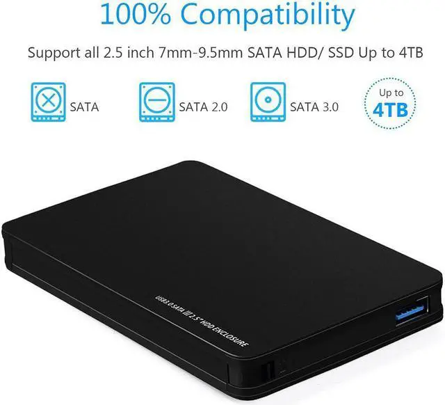 Alt view image 4 of 7 - CORN Hard Drive Enclosure Aluminum Case USB 3.0 to 2.5 inch External Docking Station Disk Cover SATA I/II/III/HDD and SSD [Support UASP and 4TB Drives](Black)