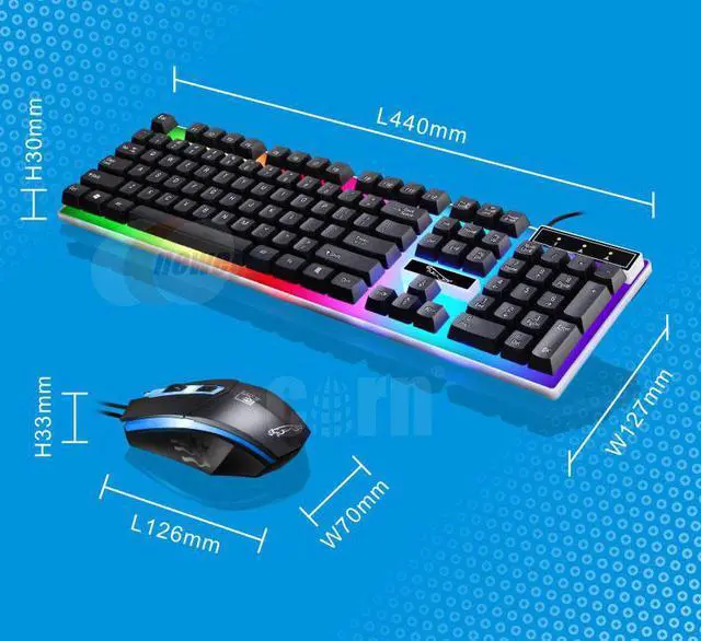 Alt view image 3 of 6 - CORN New Mechanical Feeling Multicolor Backlit Wired Gaming Keyboard And 1600 DPI Mouse Combo Keyboard and Mouse Set