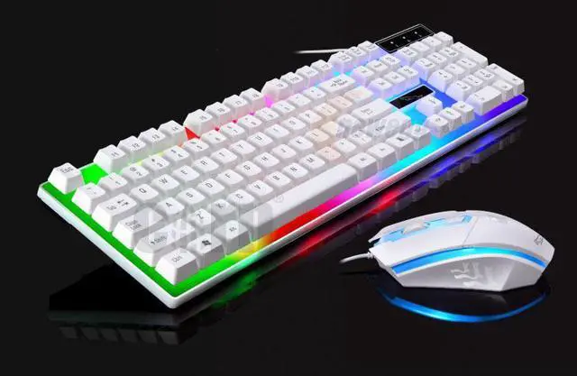 Alt view image 2 of 5 - CORN New Mechanical Feeling Multicolor Backlit Wired Gaming Keyboard And 1600 DPI Mouse Combo - White