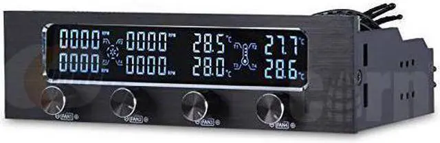 Alt view image 5 of 7 - CORN STW-6041 PC 5.25 Inch Drive Bay Full Brushed Aluminum 4 Channel PWM Fan Controller with LCD Screen
