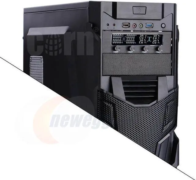 Alt view image 7 of 7 - CORN STW-6041 PC 5.25 Inch Drive Bay Full Brushed Aluminum 4 Channel PWM Fan Controller with LCD Screen