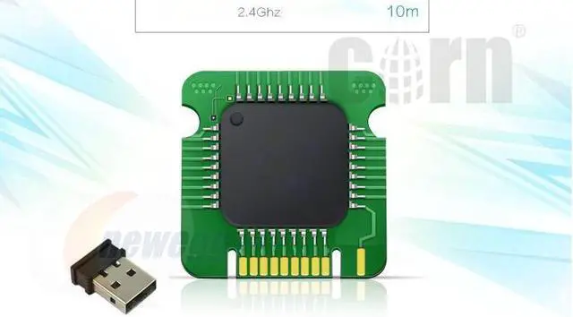 Alt view image 3 of 4 - CORN Black Mini Keyboard & Mouse With RF 2.4GHZ Wireless Connection by a USB Nano Receiver, and Super Thin Design