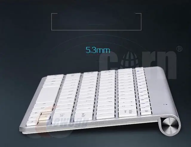 Alt view image 3 of 5 - CORN Silver Mini Keyboard & Mouse With RF 2.4GHZ Wireless Connection by a USB Nano Receiver, and Super Thin Design