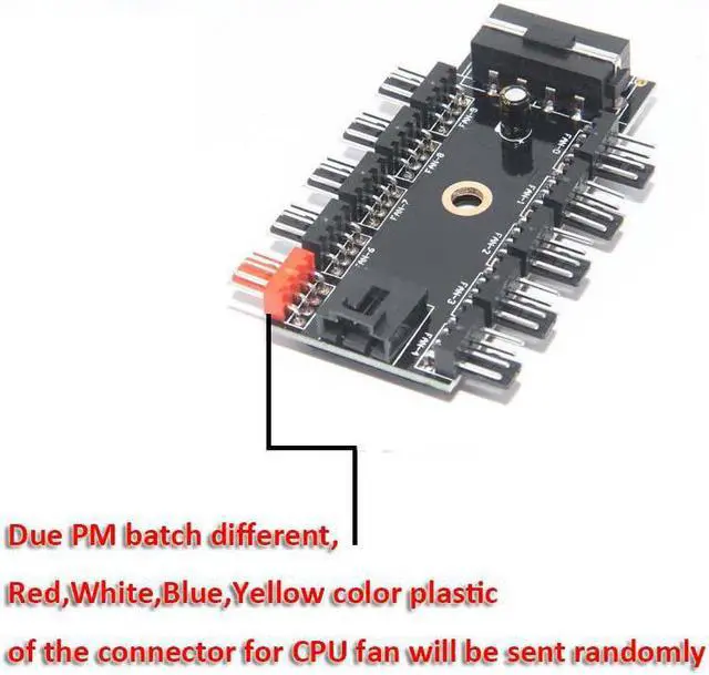 Alt view image 3 of 5 - 10 Ports PWM 4pin CPU Cooler / Case / Chasis Cooling Fan Power Cable Hub Splitter Adapter w/Self-sticker,Power by IDE Molex 4pin