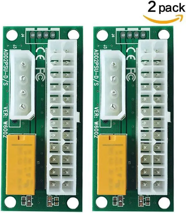 Main image of CORN 2-PACK Add2PSU Multiple Power Supply Adapter (ATX 24Pin to Molex 4Pin) and Daisy Chain Connector-Ethereum Mining ETH Rig Dual power supply Connector