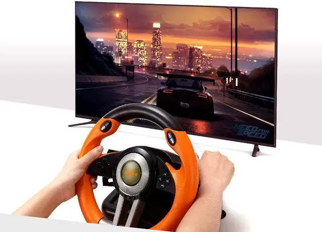 Alt view image 4 of 6 - CORN Racing Wheel Apex for PC Game Joystick Simulator Professional for Windows/PS3/PS4/Xbox One Gaming Controller - Orange/Yellow