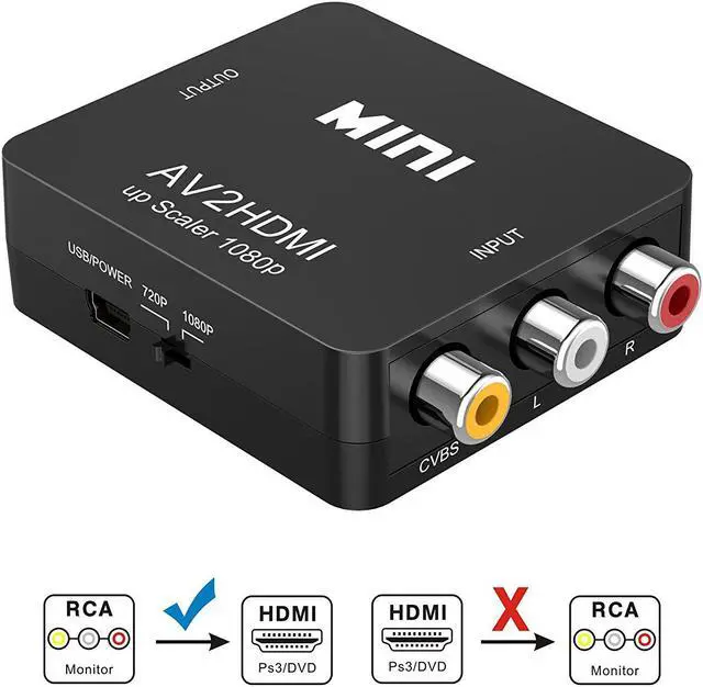 Main image of RCA to HDMI,CORN AV2HDMI 1080P Mini RCA Composite CVBS AV to HDMI Video Audio Converter Adapter Supporting PAL/NTSC with USB Charge Cable for PC Laptop Xbox PS4 PS3 TV STB VHS VCR Camera DVD