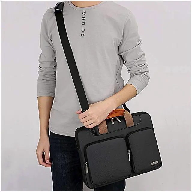 Alt view image 2 of 7 - Lacdo 15- 15.6 Inch Laptop Shoulder Bag, 360° Protective Laptop Sleeve Case for Acer Aspire, Predator, Toshiba, Dell Inspiron, ASUS P-Series, HP Pavilion, Lenovo, Chromebook Notebook Briefcases, Black