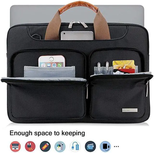 Alt view image 5 of 7 - Lacdo 15- 15.6 Inch Laptop Shoulder Bag, 360° Protective Laptop Sleeve Case for Acer Aspire, Predator, Toshiba, Dell Inspiron, ASUS P-Series, HP Pavilion, Lenovo, Chromebook Notebook Briefcases, Black