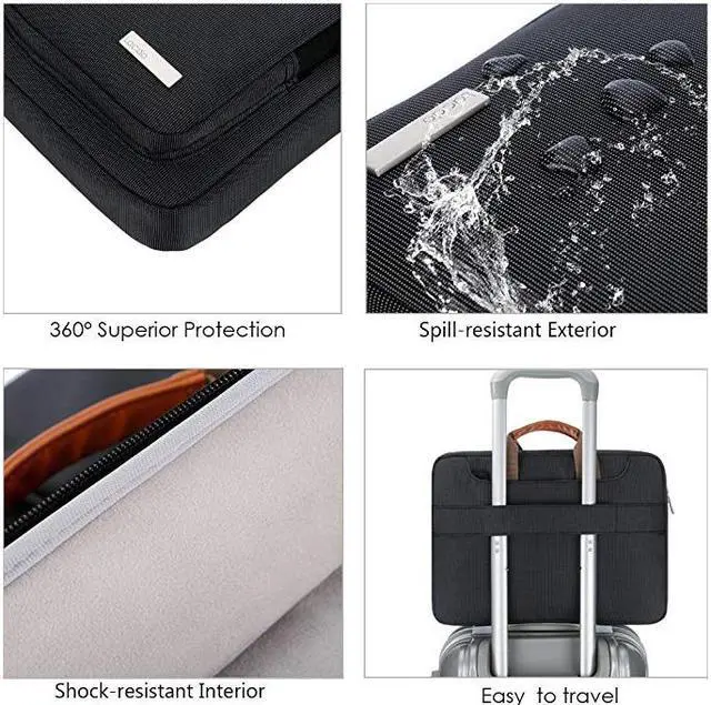 Alt view image 4 of 7 - Lacdo 15- 15.6 Inch Laptop Shoulder Bag, 360° Protective Laptop Sleeve Case for Acer Aspire, Predator, Toshiba, Dell Inspiron, ASUS P-Series, HP Pavilion, Lenovo, Chromebook Notebook Briefcases, Black