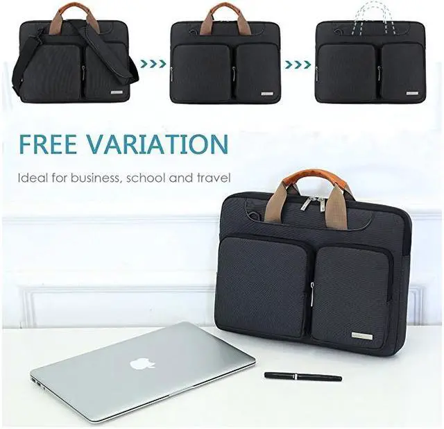 Alt view image 6 of 7 - Lacdo 15- 15.6 Inch Laptop Shoulder Bag, 360° Protective Laptop Sleeve Case for Acer Aspire, Predator, Toshiba, Dell Inspiron, ASUS P-Series, HP Pavilion, Lenovo, Chromebook Notebook Briefcases, Black