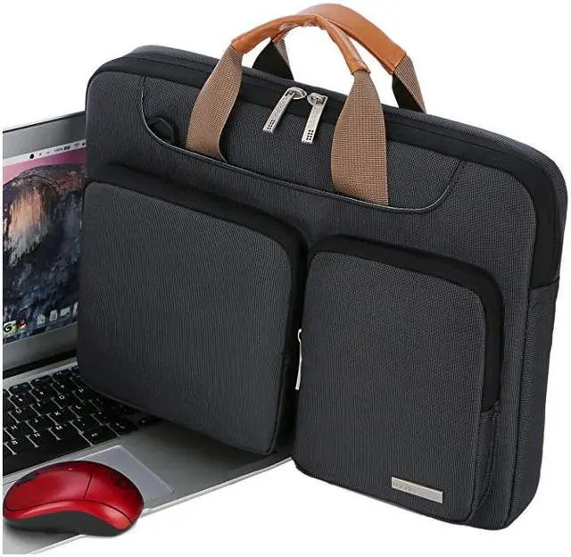 Alt view image 7 of 7 - Lacdo 15- 15.6 Inch Laptop Shoulder Bag, 360° Protective Laptop Sleeve Case for Acer Aspire, Predator, Toshiba, Dell Inspiron, ASUS P-Series, HP Pavilion, Lenovo, Chromebook Notebook Briefcases, Black