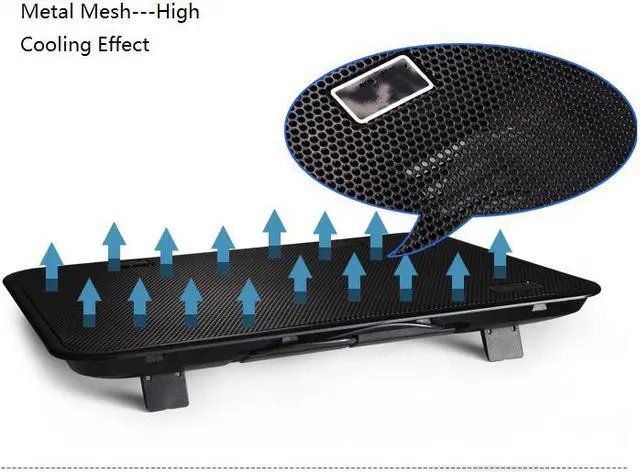 Alt view image 4 of 7 - CORN DKF-01 Laptop Cooling Pad with 2 Powered Fans  - Fits up to 14" & smaller laptops & notebooks - Strong & Durable ABS&Metal Mesh - Fits Easily on Lap or any Flat Surface -Keeps  Laptop Cool(Blue)