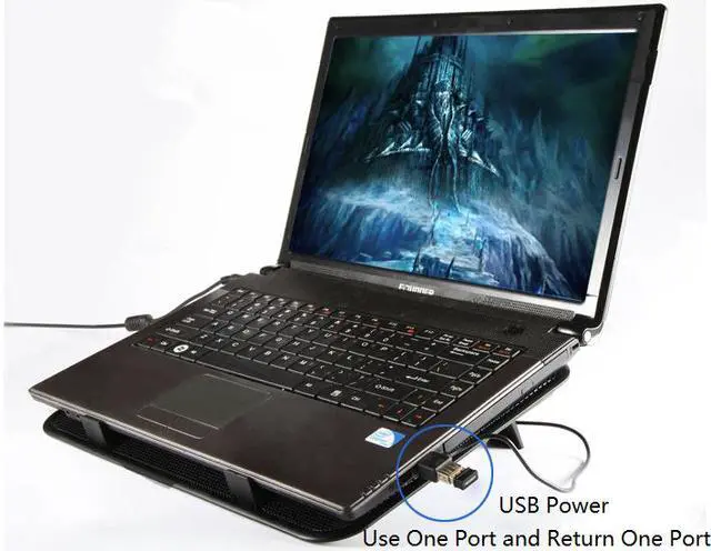 Alt view image 5 of 7 - CORN DKF-01 Laptop Cooling Pad with 2 Powered Fans  - Fits up to 14" & smaller laptops & notebooks - Strong & Durable ABS&Metal Mesh - Fits Easily on Lap or any Flat Surface -Keeps  Laptop Cool(Blue)