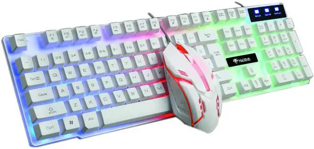 Main image of Mechanical Feeling As Same As Brown Switch,CORN Rainbow Backlit Waterproof Wired Gaming eyboard And 3200 DPI 4 Color Mouse Combo - White