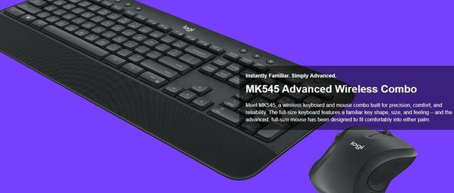 Mouse Advanced Keyboard and Combo-Black Wireless MK545 Logitech