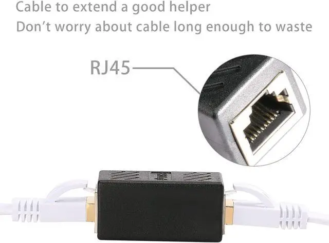 Alt view image 2 of 3 - Ethernet RJ45 adapter - Shielded In-Line Coupler for Cat6/Cat5e/Cat5 Ethernet Cable Extender Connector - Female to Female, Black