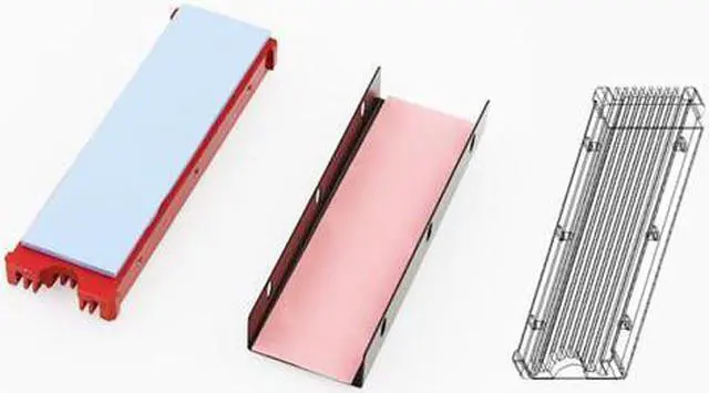 Alt view image 6 of 7 - JEYI M.2 NVMe Heatsink for SM951 SM961 950PRO XP9410 M.2 SSD Cooling Heatsink - Red