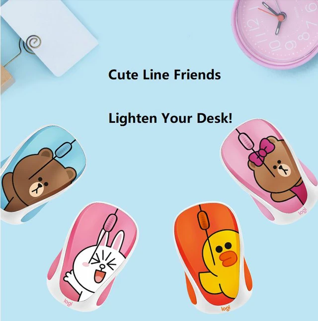 Logtech Line Friends Logitech Line Friends Theme Ergonomic Design, Cute Exterior 2.4GHz 10m ...