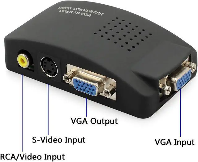 Alt view image 3 of 7 - CORN RCA Composite AV S-Video to VGA Converter Box CCTV DVR PC Laptop to TV Projector VGA Input to VGA Output Video Converter Adapter