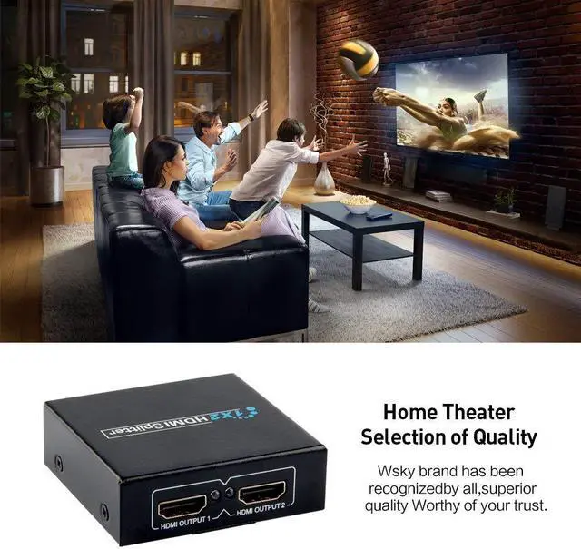 Alt view image 4 of 6 - CORN HDMI V1.3b 1x2 1 to 2 1440P Splitter 1 in 2 out for Dual Display ViewHD 2 Port HDMI 1x2 Powered Splitter Ver 1.3 Certified for Full HD 1080P & 3D (One Input To Two Outputs