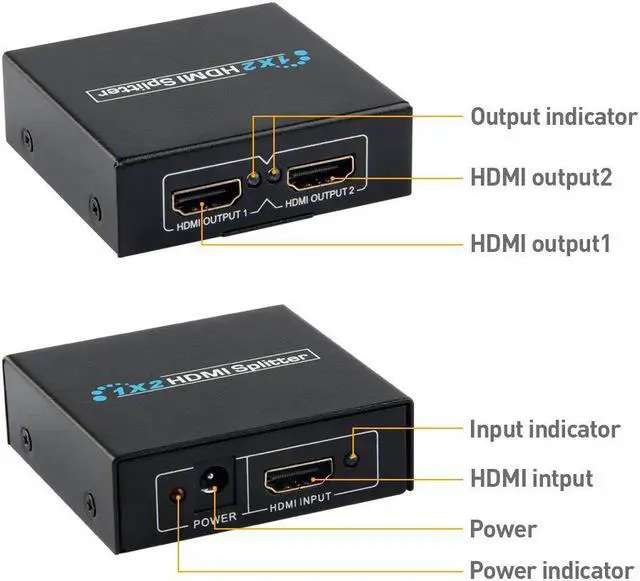 Alt view image 3 of 6 - CORN HDMI V1.3b 1x2 1 to 2 1440P Splitter 1 in 2 out for Dual Display ViewHD 2 Port HDMI 1x2 Powered Splitter Ver 1.3 Certified for Full HD 1080P & 3D (One Input To Two Outputs
