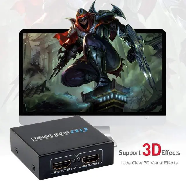 Alt view image 5 of 6 - CORN HDMI V1.3b 1x2 1 to 2 1440P Splitter 1 in 2 out for Dual Display ViewHD 2 Port HDMI 1x2 Powered Splitter Ver 1.3 Certified for Full HD 1080P & 3D (One Input To Two Outputs