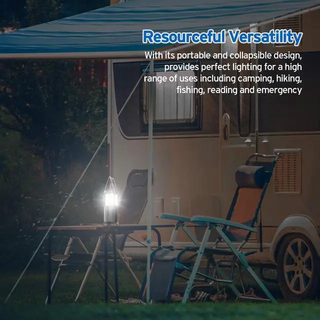 Alt view image 5 of 7 - Etekcity 4 Pack Portable LED Camping Lantern with 12 AA Batteries - Survival Kit for Emergency, Hurricane, Power Outage (Black, Collapsible) (CL30)