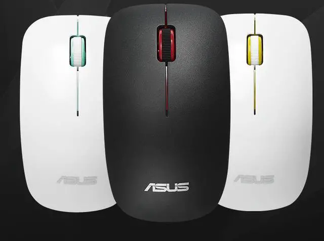 Alt view image 5 of 5 - Asus UT220 Ergonomic Design, Classic Exterior 2.4GHz 10m 1600DPI Wireless Mouse  For Office And Game, High Compatibility Support PC, and Laptop  - White, Yellow Side Scroll Wheel