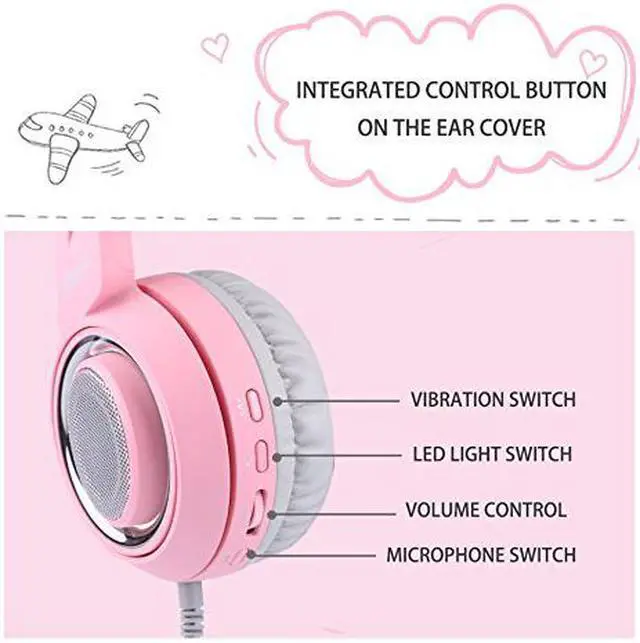Alt view image 2 of 14 - SOMIC G951pink Gaming Headset For PC, PS4, Laptop: 7.1 Virtual Surround Sound Detachable Cat Ear Headphones LED, USB, Lightweight Self-adjusting Over-Ear Headphones For Girlfriend Women