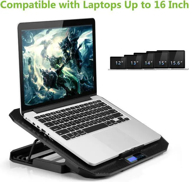 Alt view image 5 of 7 - TekHome Cooling Pad, Laptop Cooling Fan/Stand, Laptop Cooler 15.6 Inch for Alienware/MSI Gaming Laptop, Laptop Cooling Pad 15 Inch for HP/Dell/Lenovo, Laptop Cooler Pad for Macbook Air/Pro 13/15 Inch.