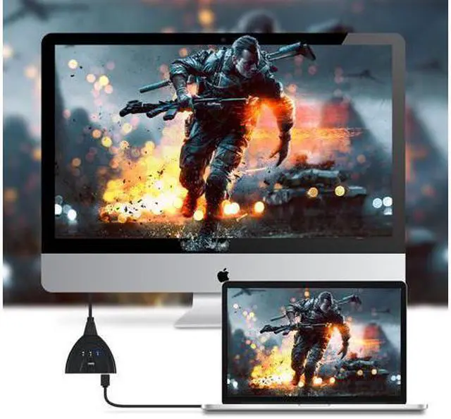 Alt view image 4 of 6 - CORN 1080P 3-Port HDMI Switch 3x1 Auto Switch, Support 3D,