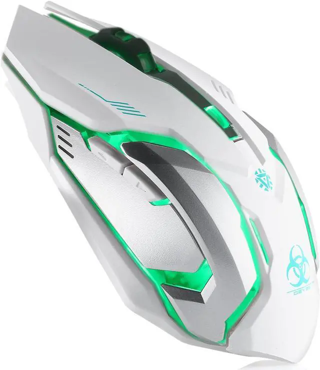 Alt view image 4 of 5 - Wireless Gaming Mouse, VEGCOO C8 Silent Click Wireless Rechargeable Mouse with Colorful LED Lights and 2400/1600/1000 DPI 400mah Lithium Battery for Laptop and Computer (C9 White)