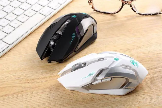 Alt view image 5 of 5 - Wireless Gaming Mouse, VEGCOO C8 Silent Click Wireless Rechargeable Mouse with Colorful LED Lights and 2400/1600/1000 DPI 400mah Lithium Battery for Laptop and Computer (C9 White)