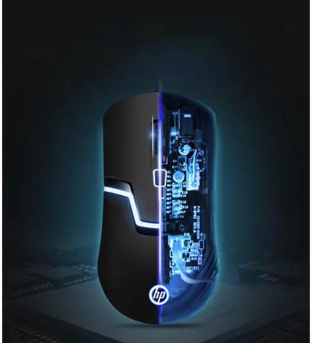 Alt view image 4 of 9 - HP M100  Ergonomic Design, Cool Exterior Wired 4 - Buttons Quiet Clicking 1600DPI RGB Breathing Light  Mouse For Office And Game - White