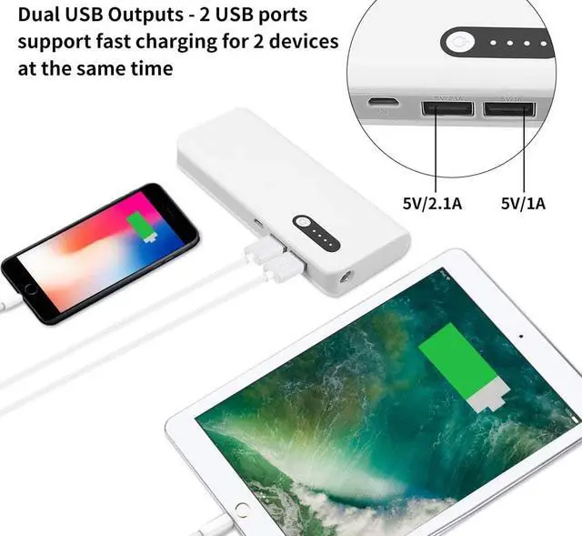 Alt view image 6 of 7 - Tinkon 16800mAh Portable Charger External Battery Ultra-Compact Pack Backup Power Bank with Dual USB Ports for iPhone, iPad Mini, Samsung, Nexus, HTC, Huawei, Lenovo, More Phones and Tablets- White