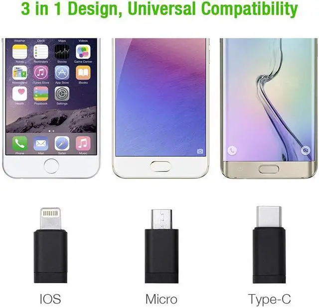 Alt view image 3 of 6 - CORN 3 in 1 Multiple Cables, Multi Charging Cable MFi Certified Nylon Braided 3.3ft (1m) 3 in 1 USB Charger Cord with iPhone/Type C/Micro USB Connector for iPhone/iPad/Android Devices