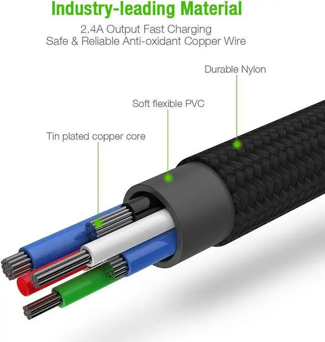 Alt view image 4 of 6 - CORN 3 in 1 Multiple Cables, Multi Charging Cable MFi Certified Nylon Braided 3.3ft (1m) 3 in 1 USB Charger Cord with iPhone/Type C/Micro USB Connector for iPhone/iPad/Android Devices
