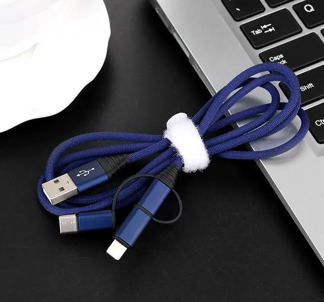 Alt view image 2 of 6 - CORN 3 in 1 Multiple Cables, Multi Charging Cable MFi Certified Nylon Braided 3.3ft (1m) 3 in 1 USB Charger Cord with iPhone/Type C/Micro USB Connector for iPhone/iPad/Android Devices