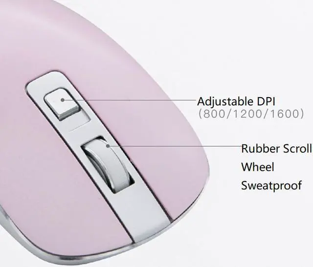 Alt view image 2 of 7 - HP S4000 Ergonomic Design, Cute Exterior 2.4Ghz 10m  Wireless  Silent Clicking Mouse  For Office And Game, Gift for Her - Pink