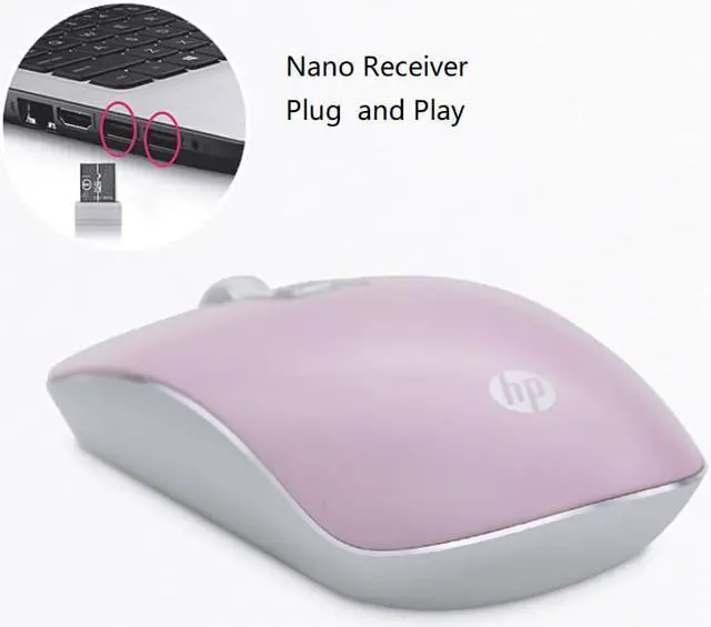 Alt view image 7 of 7 - HP S4000 Ergonomic Design, Cute Exterior 2.4Ghz 10m  Wireless  Silent Clicking Mouse  For Office And Game, Gift for Her - Pink