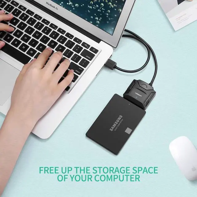 Alt view image 4 of 7 - UGREEN USB to SATA USB 3.0 to Hard Drive Adapter Cable Converter for 2.5 3.5 Inch Hard Drive Disk HDD and SSD Support UASP SATA III with 12V 2A Power Adapter