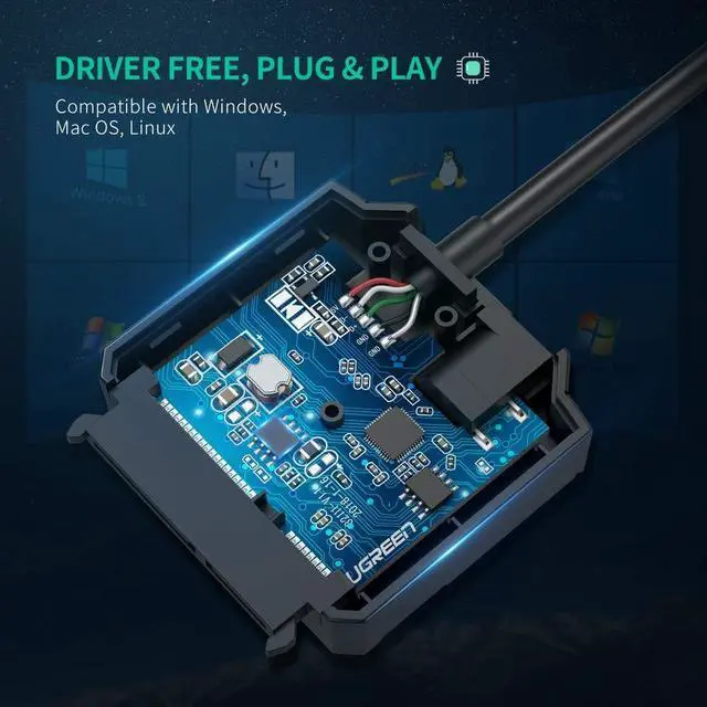 Alt view image 6 of 7 - UGREEN USB to SATA USB 3.0 to Hard Drive Adapter Cable Converter for 2.5 3.5 Inch Hard Drive Disk HDD and SSD Support UASP SATA III with 12V 2A Power Adapter