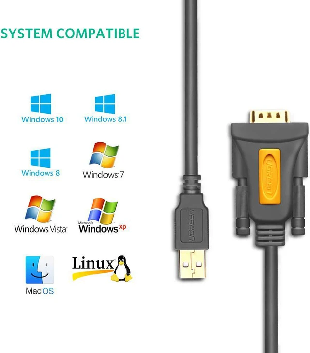 Alt view image 4 of 7 - UGREEN USB 2.0 to RS232 DB9 Serial Cable Male A Converter Adapter with PL2303 Chipset for Windows 10, 8.1, 8, 7, Vista, XP, 2000, Linux and Mac OS X 10.6 and Above