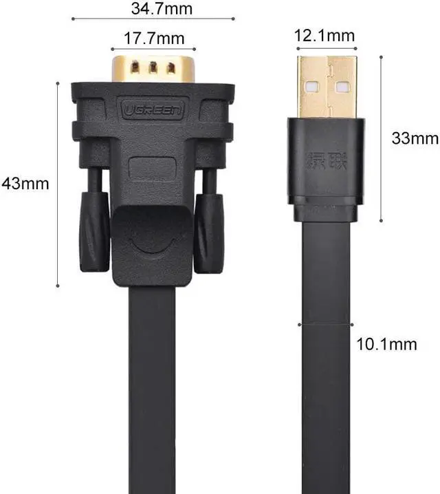 Alt view image 7 of 7 - UGREEN USB 2.0 to RS232 DB9 Serial Cable Male A Converter Adapter with FTDI Chipset for Windows 10, 8.1, 8, 7, Vista, XP, 2000, Linux and Mac OS X 10.6 and Above