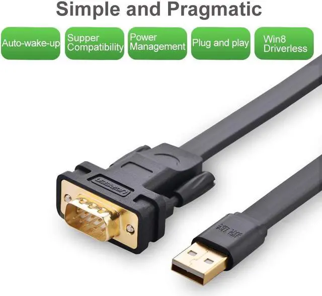 Alt view image 5 of 7 - UGREEN USB 2.0 to RS232 DB9 Serial Cable Male A Converter Adapter with FTDI Chipset for Windows 10, 8.1, 8, 7, Vista, XP, 2000, Linux and Mac OS X 10.6 and Above